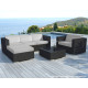 Salon de jardin design bas noir 5 personnes DELORM