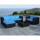 Salon de jardin design bas noir 5 personnes DELORM