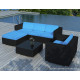 Salon de jardin design bas noir 5 personnes DELORM