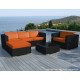 Salon de jardin design bas noir 5 personnes DELORM