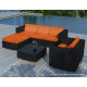 Salon de jardin design bas noir 5 personnes DELORM