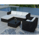 Salon de jardin design bas noir 5 personnes DELORM