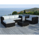 Salon de jardin design bas noir 5 personnes DELORM
