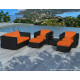 Salon de jardin design bas noir 6 personnes DELORM