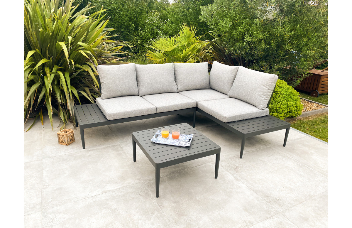 Salon de jardin design bas d'angle en aluminium DCB Garden 4 places ANKARA Salon de jardin design bas d'angle en aluminium DCB Garden 4 places ANKARA
