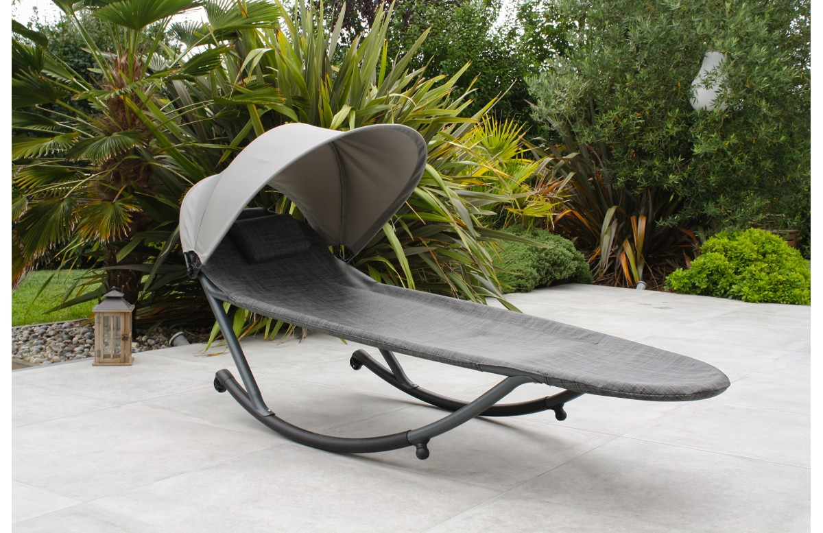 Bain de soleil design basculant HOSSEGOR en acier avec brise soleil Gris DCB GARDEN Bain de soleil design basculant HOSSEGOR en acier avec brise soleil Gris DCB GARDEN