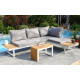 Salon de jardin bas modulable TOKYO en bois d'acacia et aluminium 4 personnes DCB GARDEN