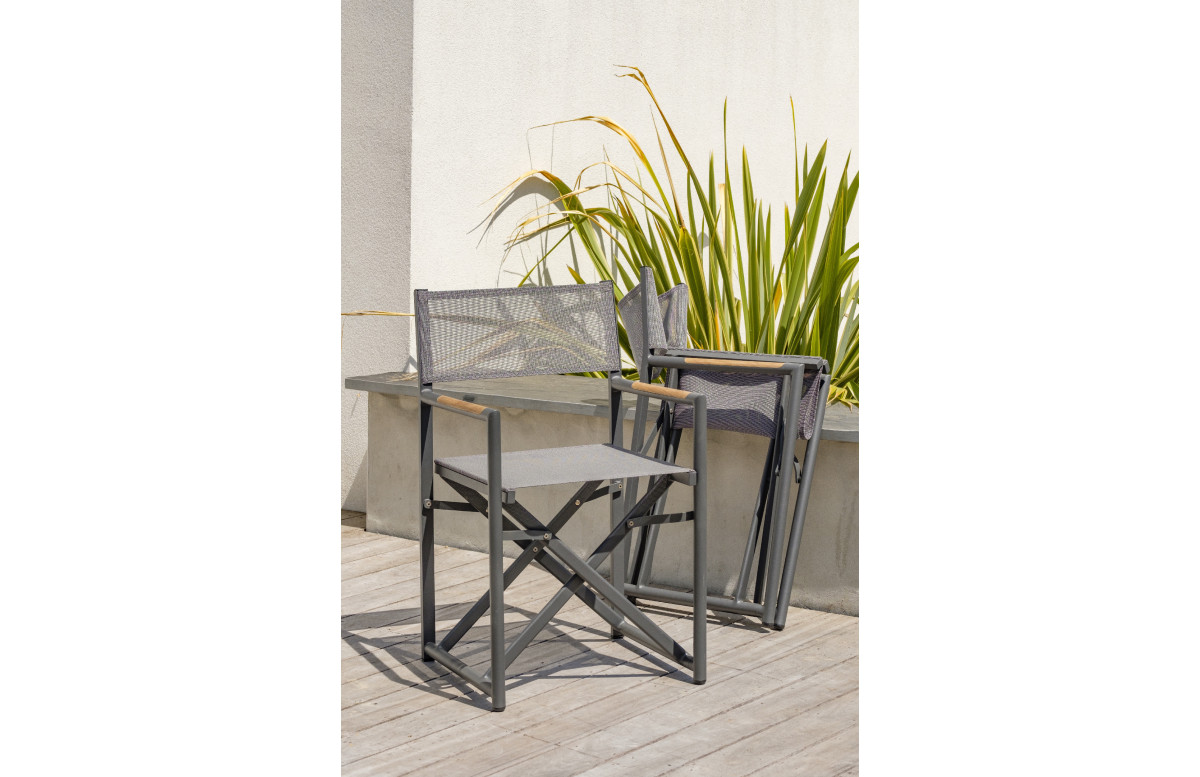 Fauteuil de jardin pliant HONFLEUR en aluminium et textilène Anthracite PARIS GARDEN Fauteuil de jardin pliant HONFLEUR en aluminium et textilène Anthracite PARIS GARDEN