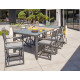 Ensemble table extensible et fauteuils de jardin pliants 8 personnes en aluminium & HPL Paris Garden HONFLEUR