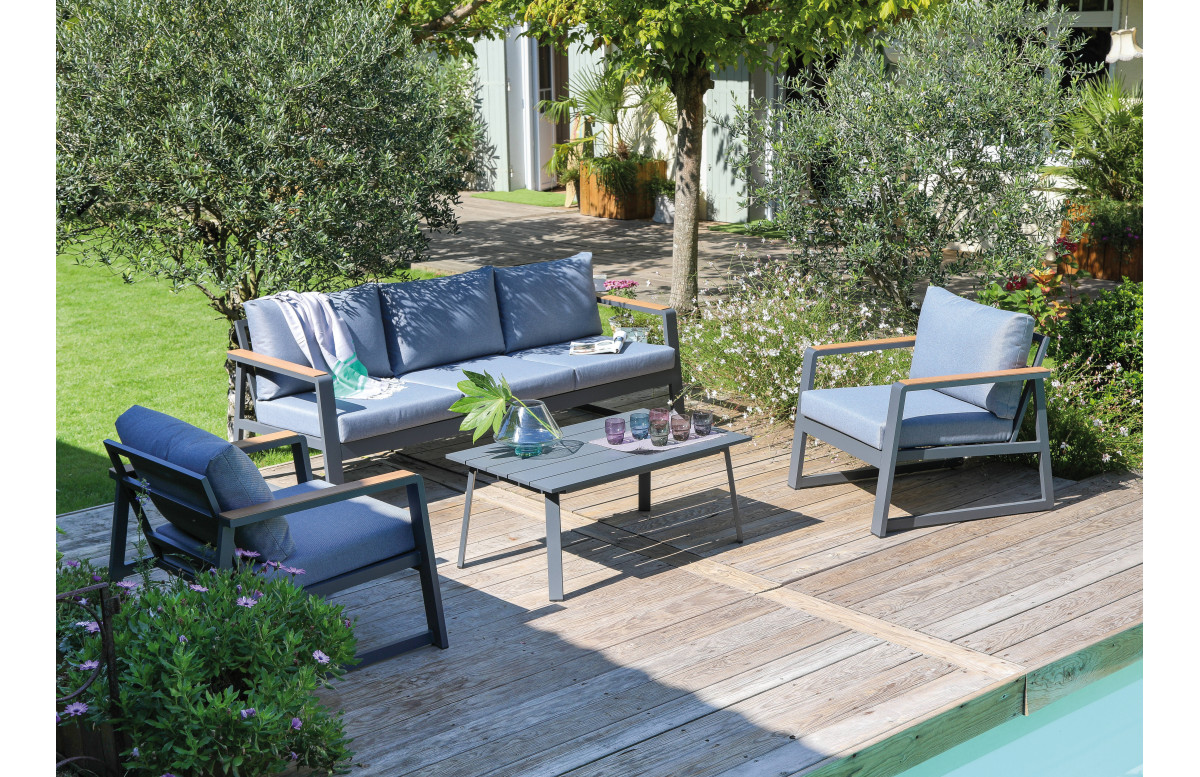 Salon de jardin bas en aluminium 5 personnes - GRASSE II - Alizé Salon de jardin bas en aluminium 5 personnes - GRASSE II - Alizé