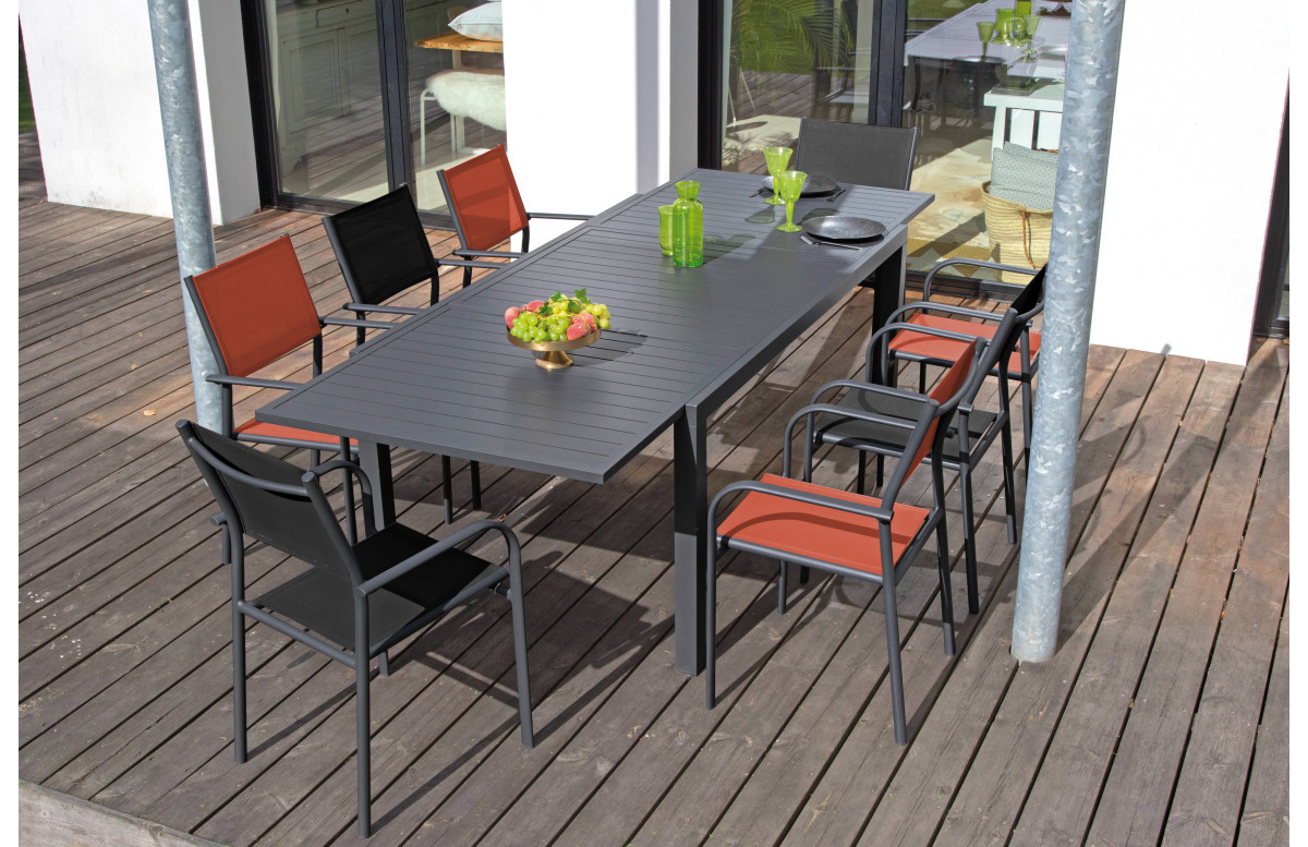 Table de jardin extensible en aluminium 8-12 personnes - ALICE graphite - Alizé