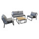 Salon de jardin bas en aluminium 4 personnes - RODEZ gris - Alizé