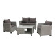 Salon de jardin bas en acier et verre 4 personnes - ANEMONE gris - Alizé