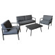 Salon de jardin bas empilable en aluminium 4 personnes - DUCA graphite - Alizé
