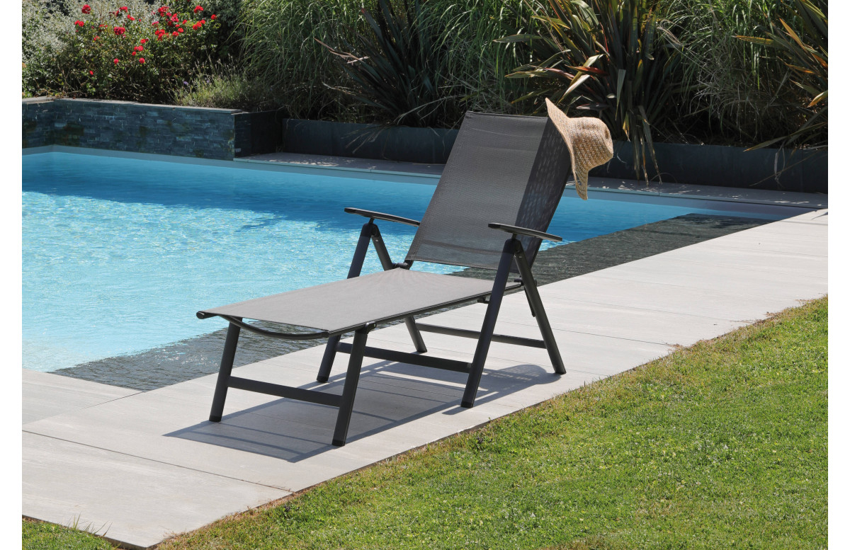 Bain de soleil pliant en aluminium - CIRO gris - Alizé Bain de soleil pliant en aluminium - CIRO gris - Alizé