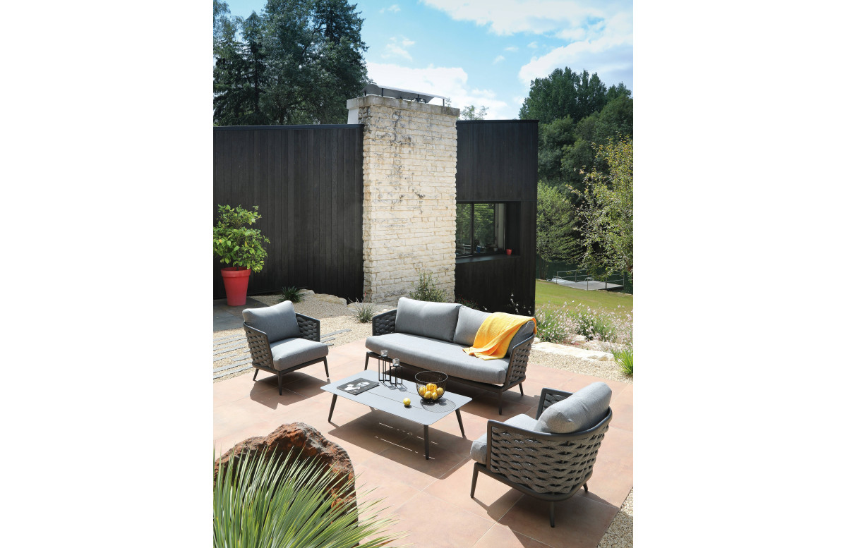 Salon de jardin bas en aluminium 4-5 personnes - TIM graphite - ProLoisirs Salon de jardin bas en aluminium 4-5 personnes - TIM graphite - ProLoisirs