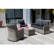 Salon de jardin bas en aluminium et verre 4 personnes - Denver gris - ProLoisirs