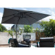 Parasol de jardin carré déporté inclinable 250X250 en aluminium et polyester - Alizé