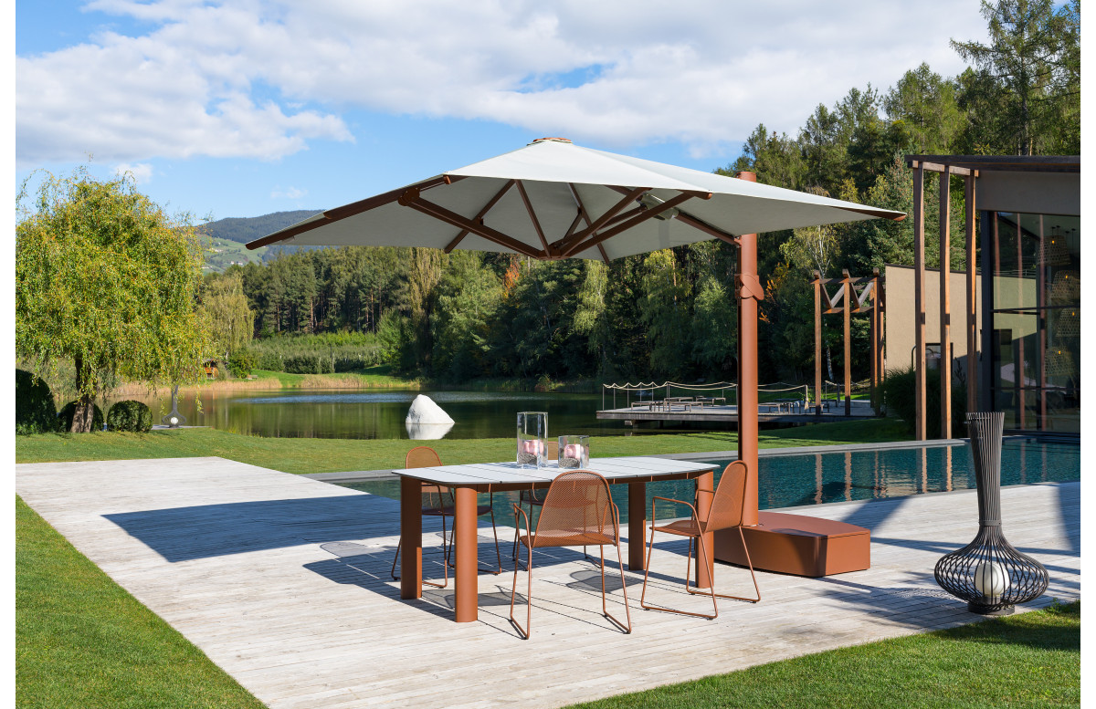 Parasol de jardin carré déporté inclinable avec ressort gaz Pan 2m50 - Crema Outdoor Parasol de jardin carré déporté inclinable avec ressort gaz Pan 2m50 - Crema Outdoor