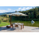Parasol de jardin carré déporté inclinable avec ressort gaz Pan 2m50 - Crema Outdoor