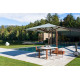Parasol de jardin carré déporté inclinable avec ressort gaz Pan 2m50 - Crema Outdoor