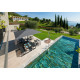 Parasol de jardin géant téléscopique carré 4x4 en aluminium Adone - Crema Outdoor