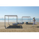 Pergola 3X3 en aluminium avec toit ajouré et tissu PVC ombrageant coulissant Leucos - Crema Outdoor