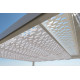 Pergola 3X3 en aluminium avec toit ajouré et tissu PVC ombrageant coulissant Leucos - Crema Outdoor
