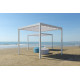 Pergola 3X3 en aluminium avec toit ajouré et tissu PVC ombrageant coulissant Leucos - Crema Outdoor