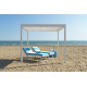 Pergola 3X3 en aluminium avec toit ajouré et tissu PVC ombrageant coulissant Leucos - Crema Outdoor