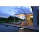 Pergola 3X3 en aluminium avec toit ajouré et tissu PVC ombrageant coulissant Leucos - Crema Outdoor