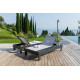 Bain de soleil grande taille en aluminium et textilène avec rangement Polluce - Crema Outdoor