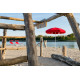 Bain de soleil design Ulisse VIP en aluminium et textilène avec brise soleil - Crema Outdoor