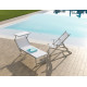 Bain de soleil design Ulisse VIP en aluminium et textilène avec brise soleil - Crema Outdoor