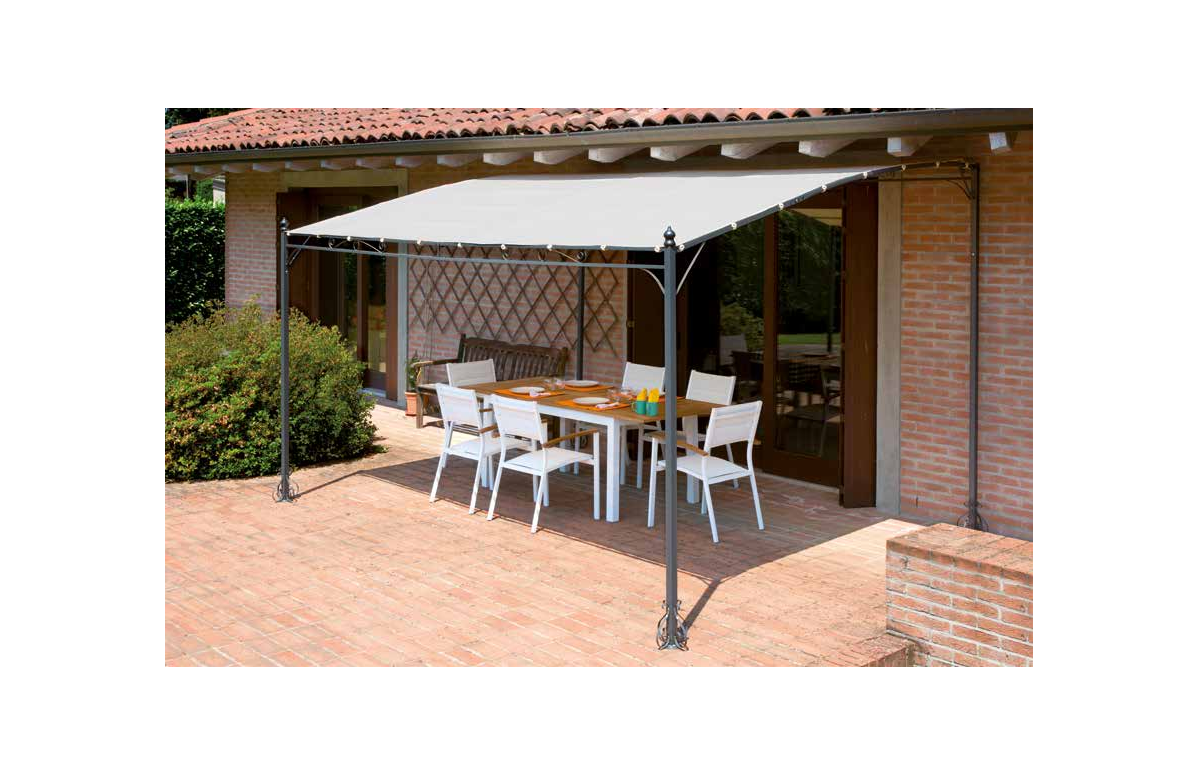 Pergola adossée en acier et toit polyester 3X2,5 - Mon Jardin Cosy