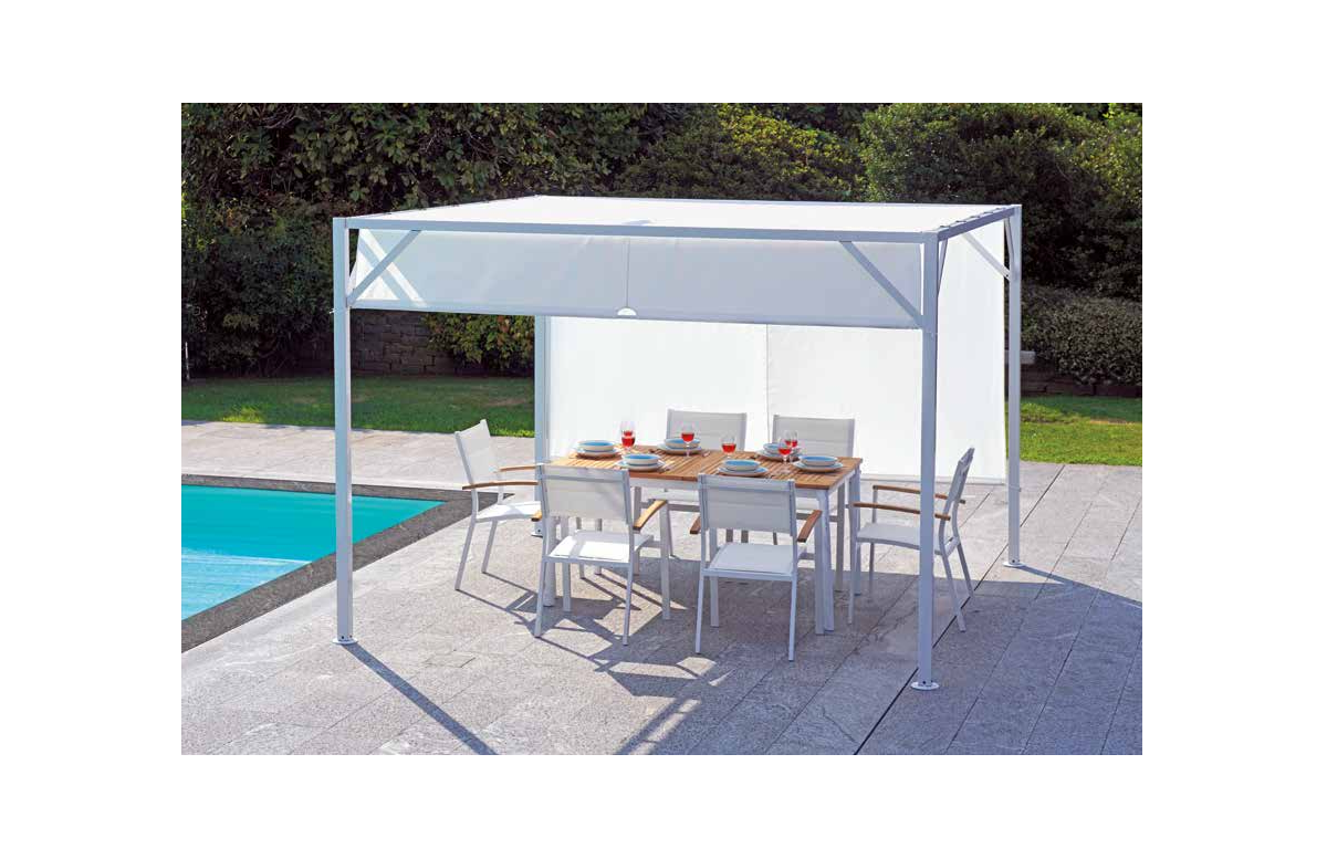Pergola à toit coulissant en acier 3X3 - Mon Jardin Cosy