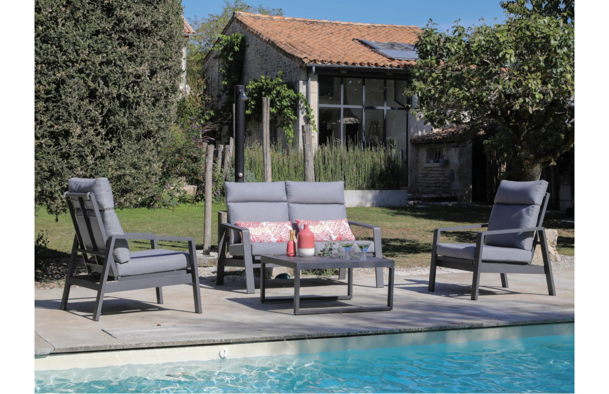 Table basse de jardin carrée en aluminium et céramique 2-4 personnes - MANHATTAN graphite - ProLoisirs Table basse de jardin carrée en aluminium et céramique 2-4 personnes - MANHATTAN graphite - ProLoisirs