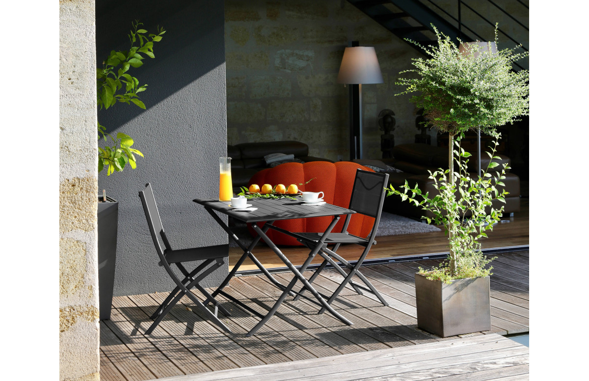 Ensemble table pliante et chaises pliantes en aluminium et textilène 4 personnes - Lorita/Dream - Alizé Ensemble table pliante et chaises pliantes en aluminium et textilène 4 personnes - Lorita/Dream - Alizé