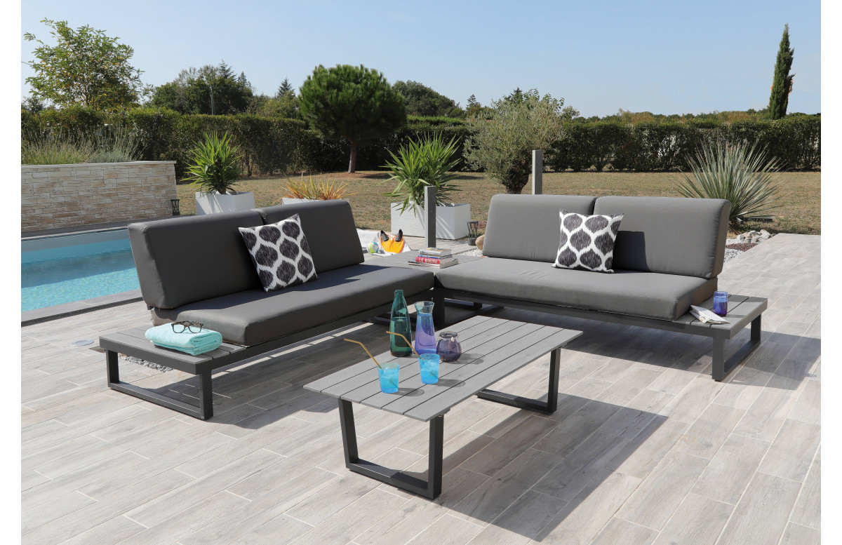 Salon de jardin bas en aluminium 4-6 personnes - STATEN graphite - ProLoisirs Salon de jardin bas en aluminium 4-6 personnes - STATEN graphite - ProLoisirs