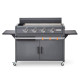 Plancha gaz 4 brûleurs Lola inox sur chariot Brasero