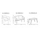 Salon de jardin SET BERMUDAS 4 personnes empilable en aluminium et Dralon-Hevea