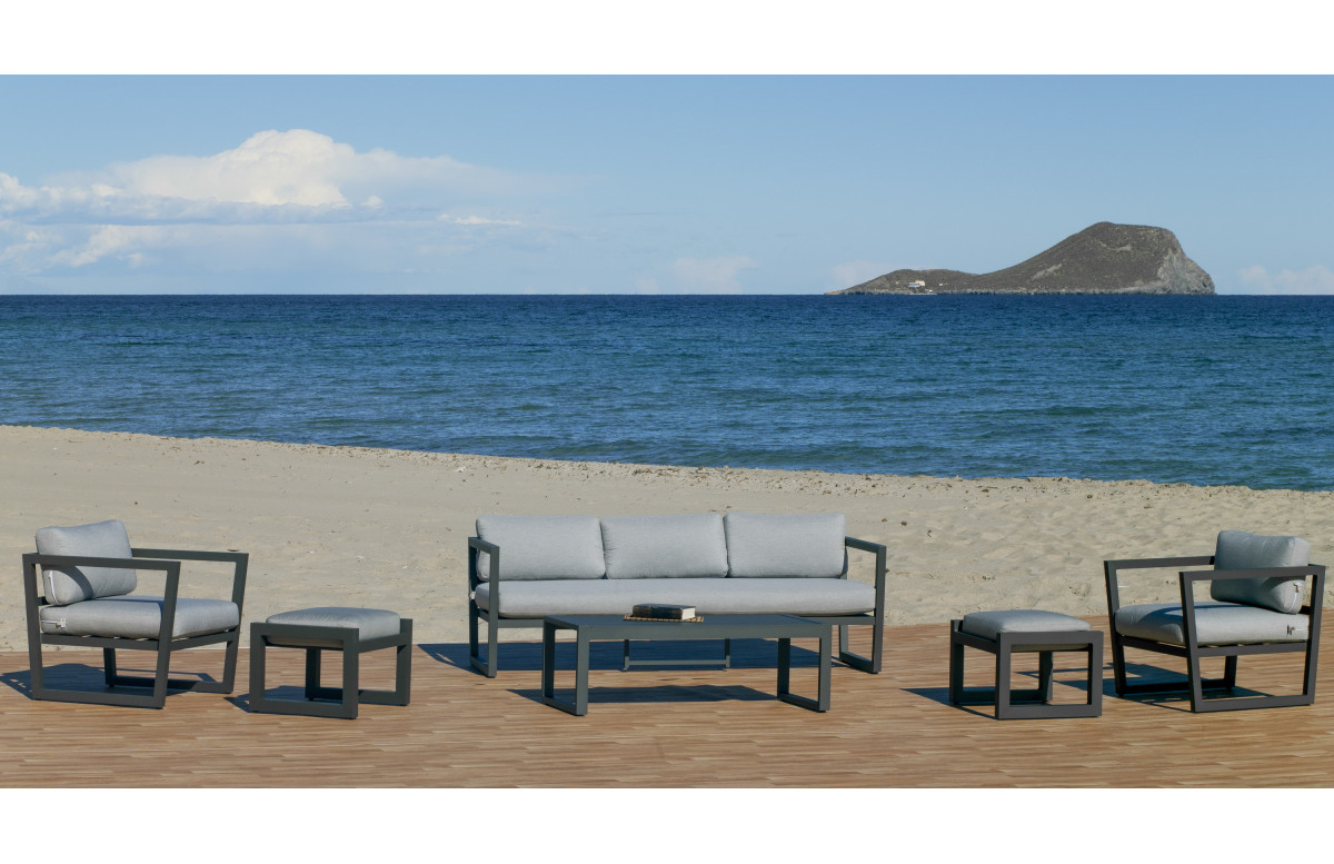 Salon de jardin MONTANA 7 personnes en aluminium et DRALON-Hevea Salon de jardin MONTANA 7 personnes en aluminium et DRALON-Hevea