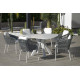 Table triangulaire salon de jardin 6 personnes en aluminium et Krion - Everest - blanche - Hevea