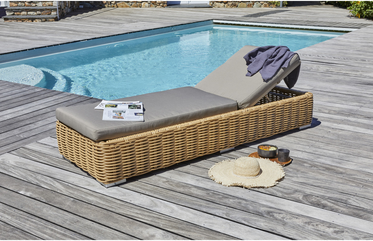 Bain de soleil de jardin BORABORA en résine tressée PARIS GARDEN Marron Bain de soleil de jardin BORABORA en résine tressée PARIS GARDEN Marron