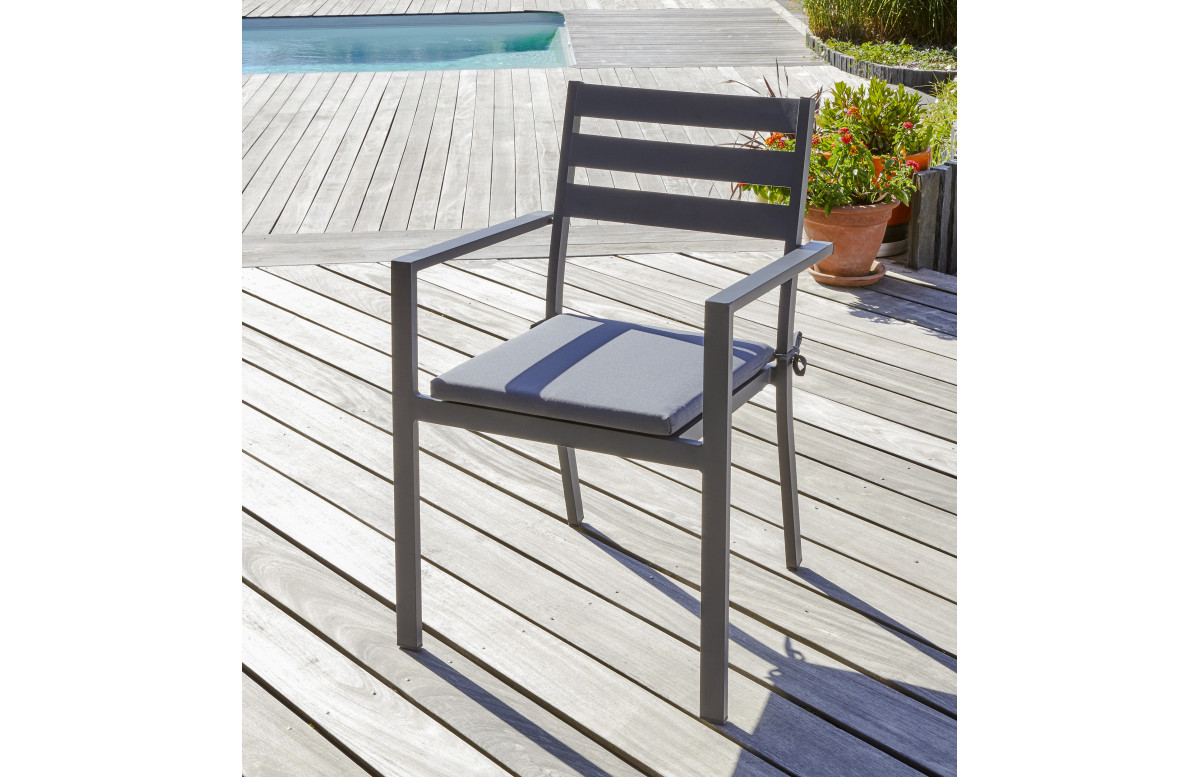 Fauteuil de jardin empilable PELOSA en aluminium DCB GARDEN Gris Anthracite Fauteuil de jardin empilable PELOSA en aluminium DCB GARDEN Gris Anthracite