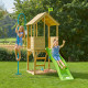 Aire de jeux en bois TP Toys tour glissiere et barre de pompiers FSC