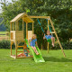 Aire de jeux cabane en bois dans les arbres TP Toys tour glissiere structure murs et portique FSC