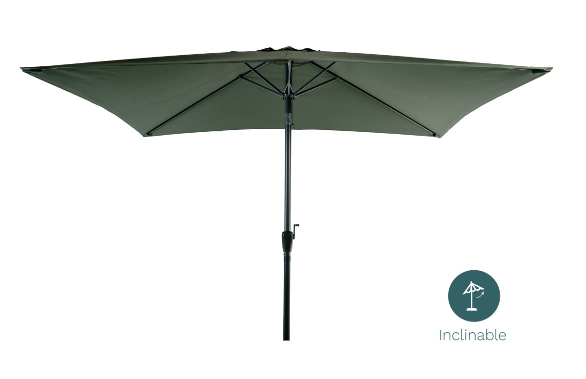 Parasol rectangulaire droit 2X3M en aluminium avec manivelle - Essenciel Green