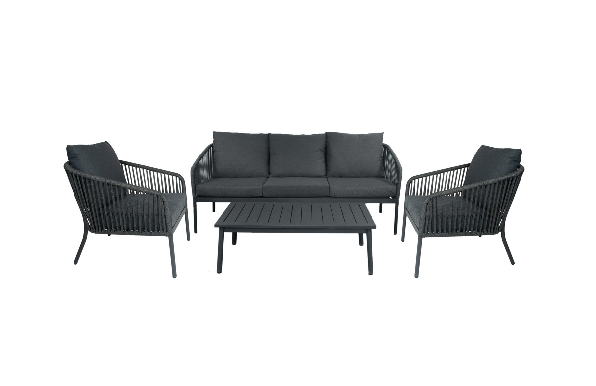 Salon de jardin bas en aluminium 5 personnes - Essenciel Green Salon de jardin bas en aluminium 5 personnes - Essenciel Green