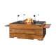 Table brasero gaz extérieur rectangulaire en teck - Happy Cocooning